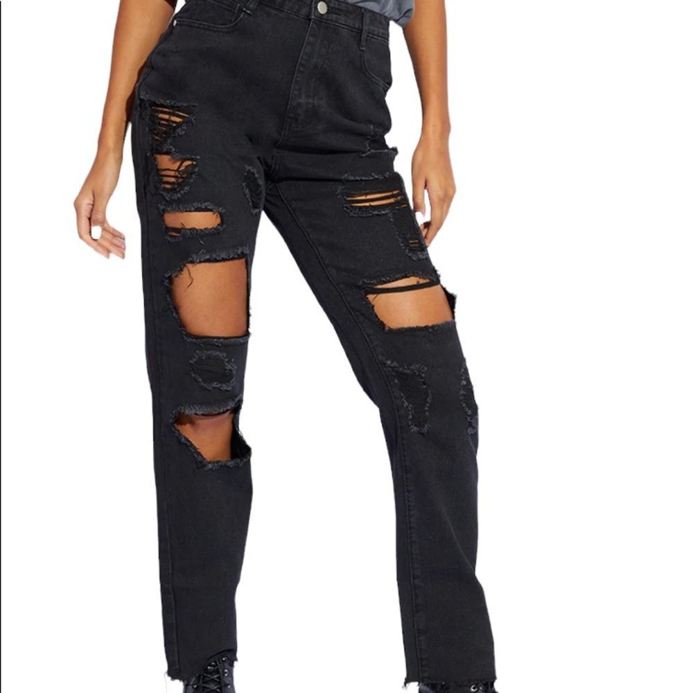 Distressed Black Jeans Size 2